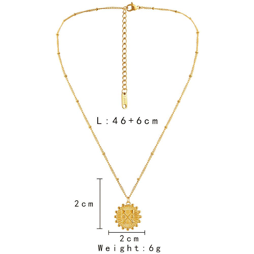 Original design hot style ins high-end stainless steel golden retro coin pattern cross arrow clavicle chain