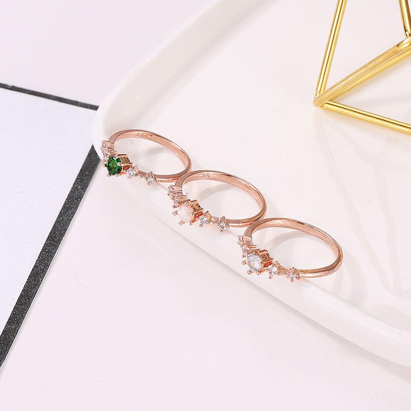 Flash diamond studded metal ring tail ring full of diamonds small fresh copper ring female