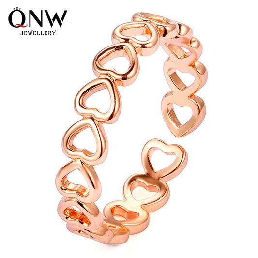 Jewelry Creative Metal Copper Plating Ring Adjustable Ladies Hollow Heart Ring