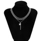 Jewelry Versatile Micro-set Diamond Pentagram Pendant Necklace Simple Metal Thin Chain Necklace Women
