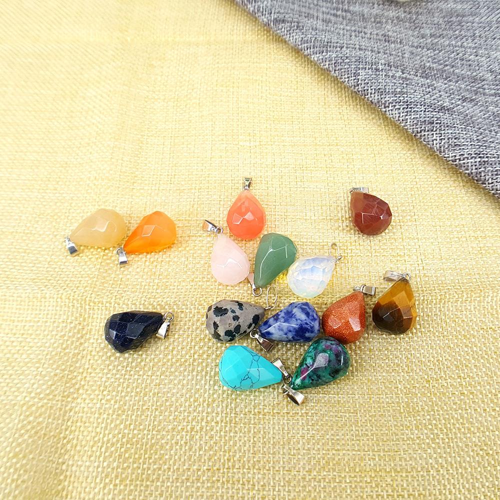 Multi-faceted Natural Stone Drop Shape Pendant Necklace Personality Clavicle Chain Necklace Versatile Clothing Accessories