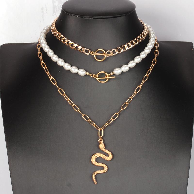 Ins super fire black agate peach heart clavicle chain imitation pearl necklace female trendy net red clavicle chain heart-shaped necklace