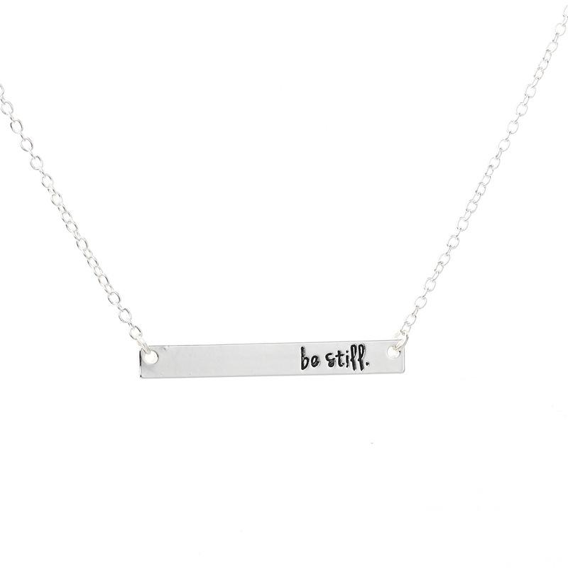 Creative letter lettering "bestill" horizontal bar pendant necklace supply