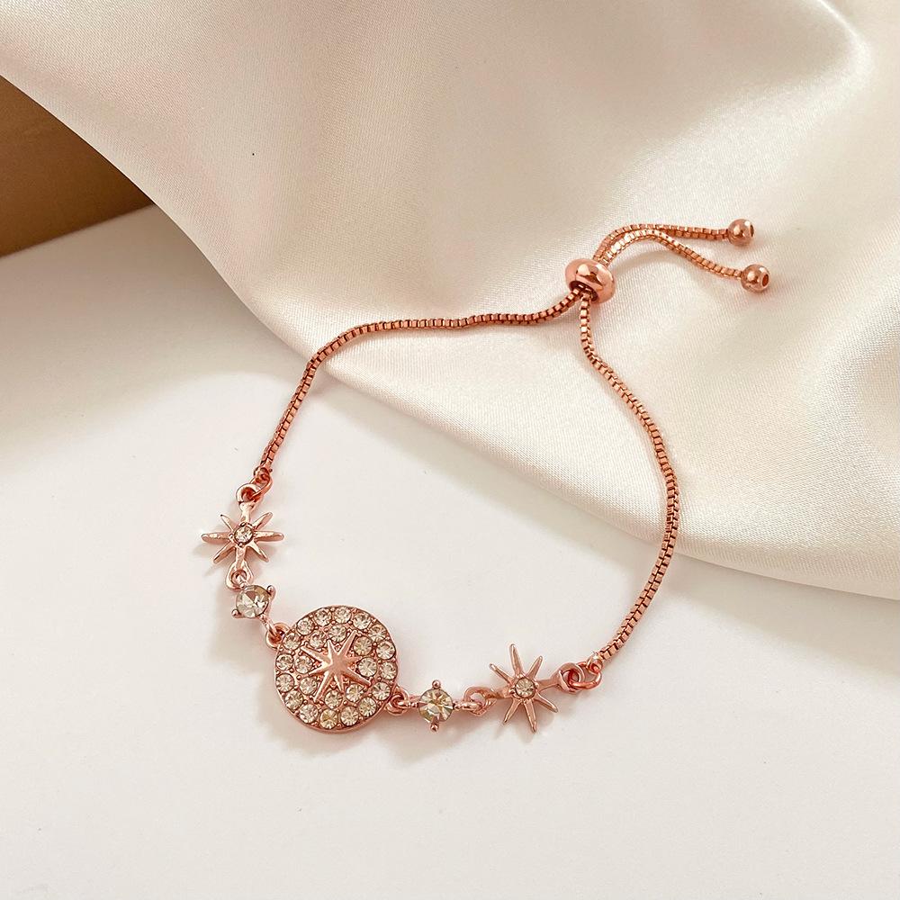 Ins Diamond Ring Love Bracelet Female Retro Fashion Pearl Bracelet Girlfriend Gift Net Red Hand Jewelry Trend