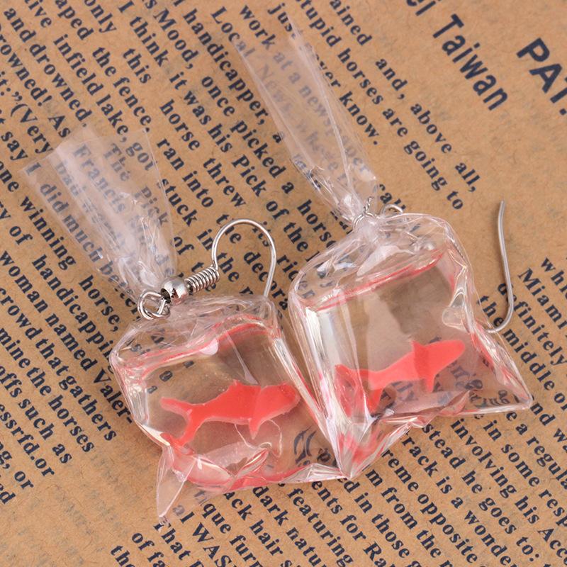 Fashion Creative Transparent Candy Goldfish Earrings Female Personality Carp Resin Earrings Earrings Earrings