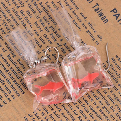 Fashion Creative Transparent Candy Goldfish Earrings Female Personality Carp Resin Earrings Earrings Earrings