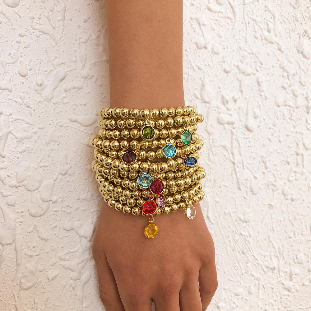 B1585 Hand Decoration Simple Beaded Elastic Geometric Bracelet Rhinestone Small Fresh Girly Bracelet