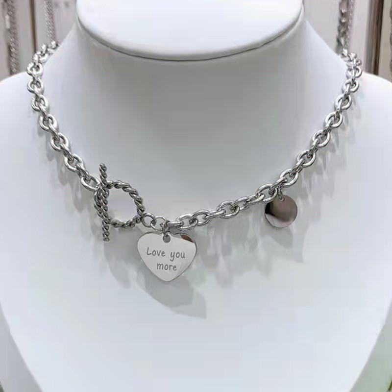 Net red titanium steel short love necklace female Love letter clavicle chain ins jumping di hip-hop accessories