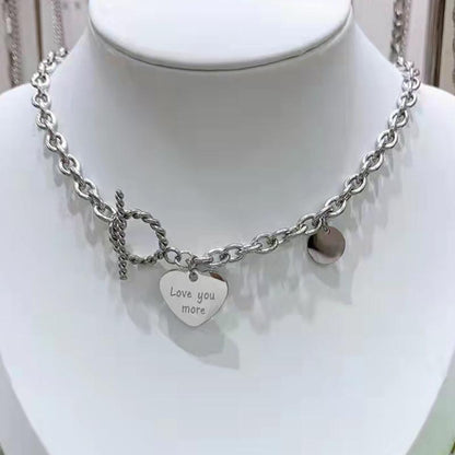Net red titanium steel short love necklace female Love letter clavicle chain ins jumping di hip-hop accessories