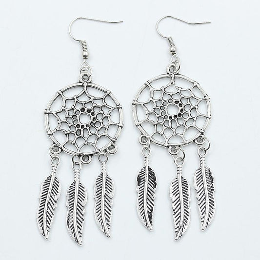 dreamcatcher feather earrings Pu Meng net earrings popular hollow earrings female