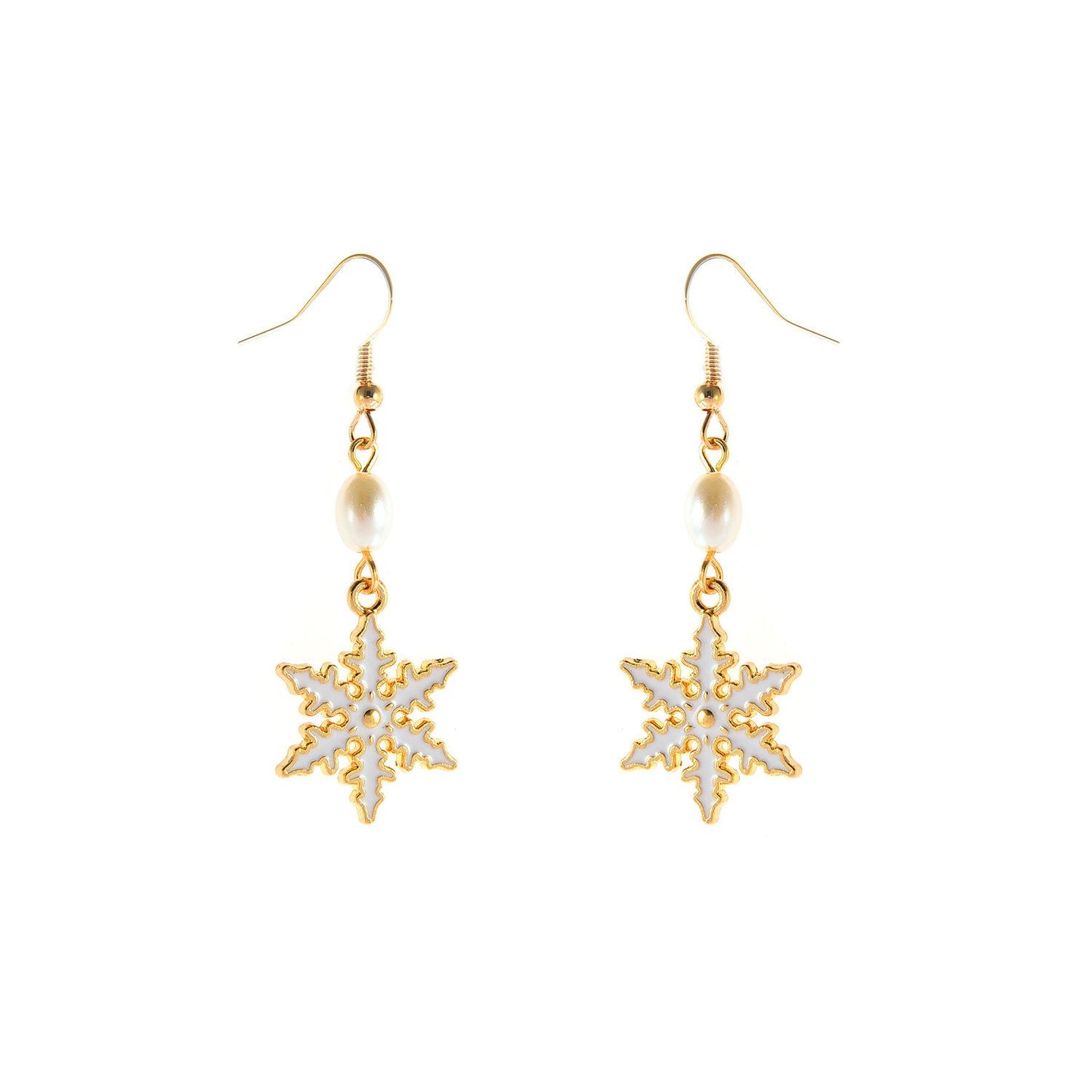 Jewelry White Pearl Snowflake Stud Earrings Ladies Christmas Gift Earrings Earrings