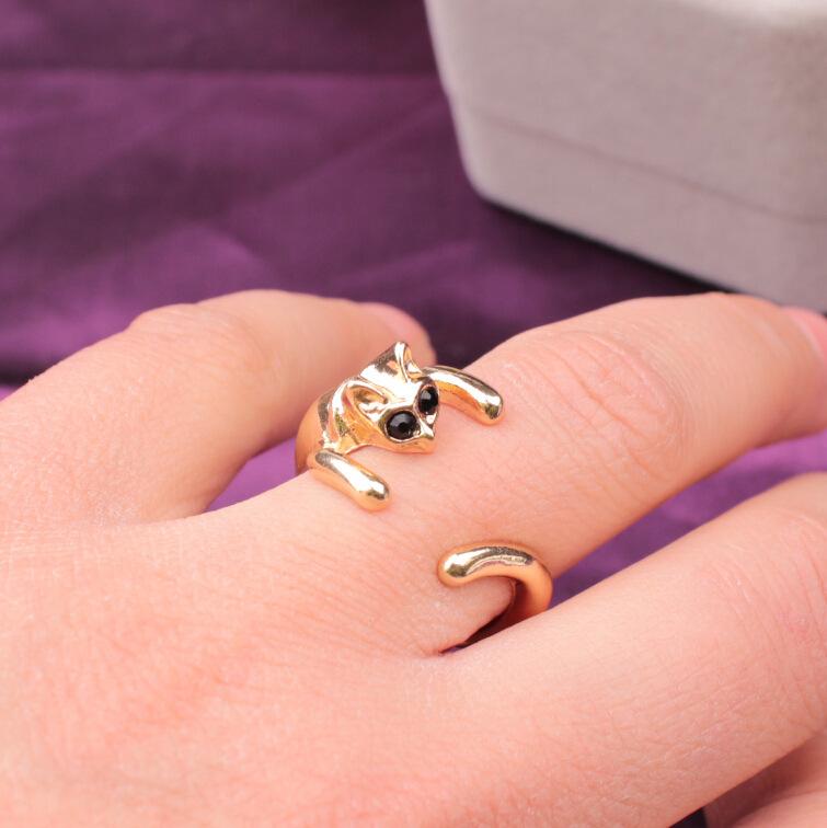 Cute Animal Open Ring Fashion Personality Exaggerated Puppy Cat Elephant Ring Creative Hand Jewelry