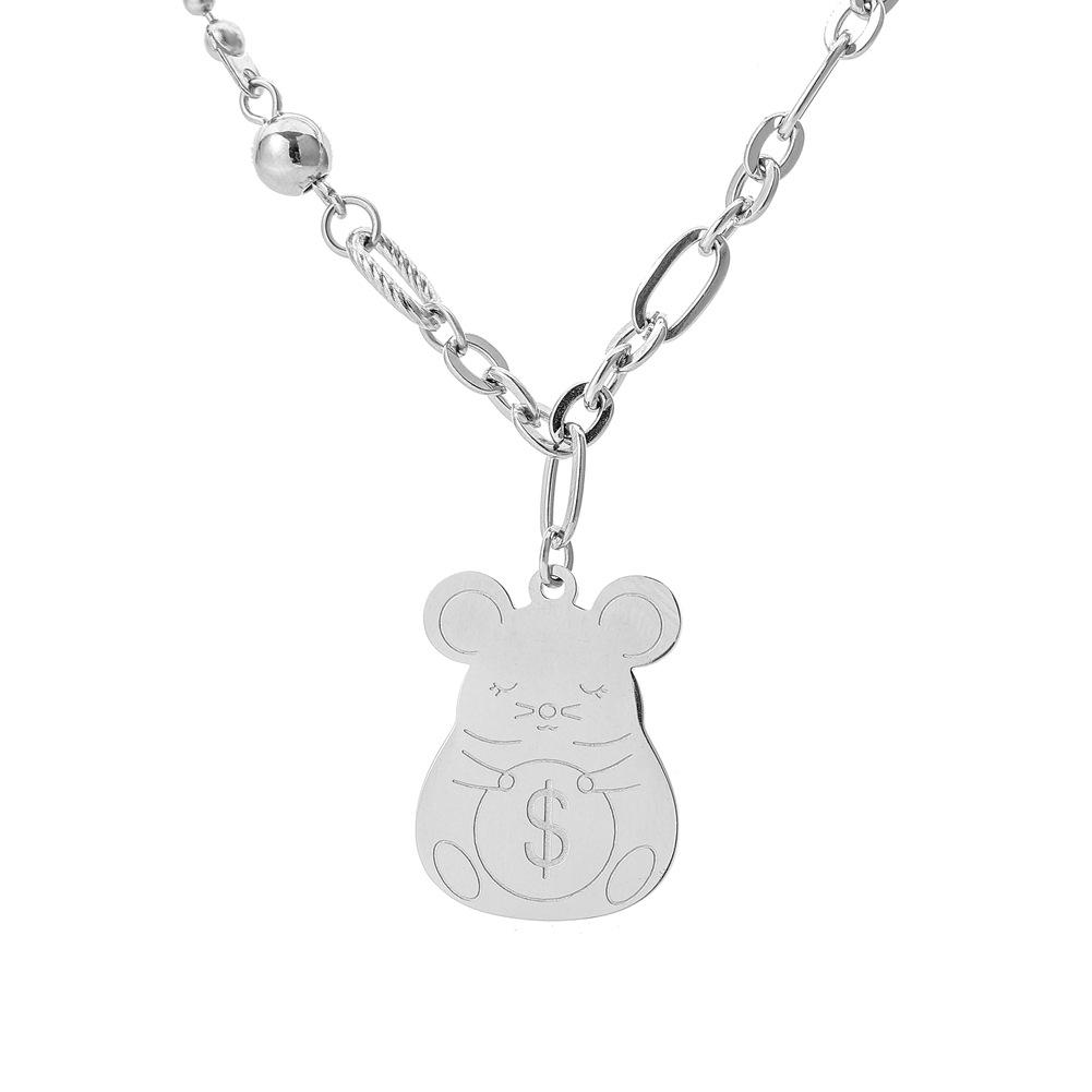 Taobao indifferent cute mouse dollar belongs to you rich titanium steel stainless steel clavicle chain necklace