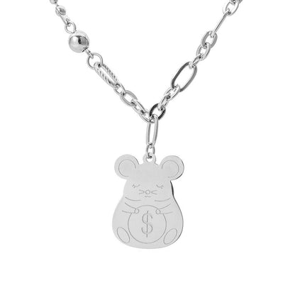 Taobao indifferent cute mouse dollar belongs to you rich titanium steel stainless steel clavicle chain necklace