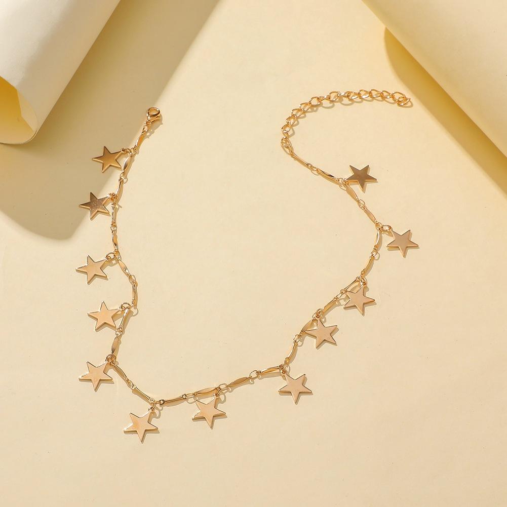 Simple Star Necklace Personality Glossy Pentagram Short Clavicle Necklace Fashion Versatile Cold Necklace