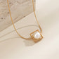 Jewelry Simple Versatile Imitation Pearl Pendant Necklace Retro Geometric Metal Chain Clavicle Necklace