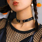 Dark Gothic Personality Alloy Necklace Necklace Sweet Cool Peach Heart Flame PU Collar Choker Necklace Female