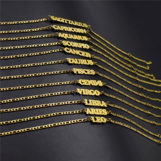 Titanium steel 12 constellation anklet capital letter ankle chain vacuum plating in furnace