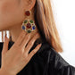 E1119 Retro Light Luxury Resin Color Gemstone Earrings Palace Lady Temperament Elegant Earrings Female