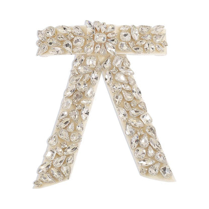 F3947 full diamond bow hair clip light luxury temperament spring clip net red ponytail clip