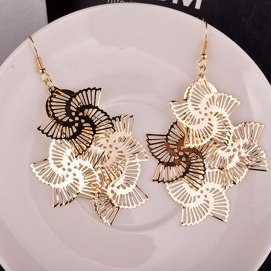 Long hollow car alloy earring fashion multi-layer boutique earrings