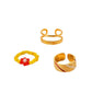 Light luxury niche fashion simple personality stainless steel handmade beads Shaohua wheat ears open ring set for women