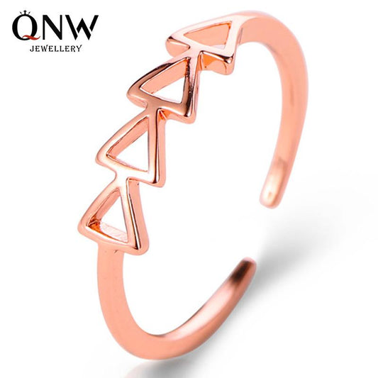 Ring Simple Four Triangle Ring Female Fashion Geometric Hollow Ladies Open Single Ring