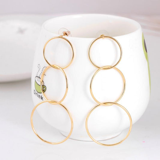 Fashion Hoop Earrings Long Interlocking Earrings Geometric Metal Earrings