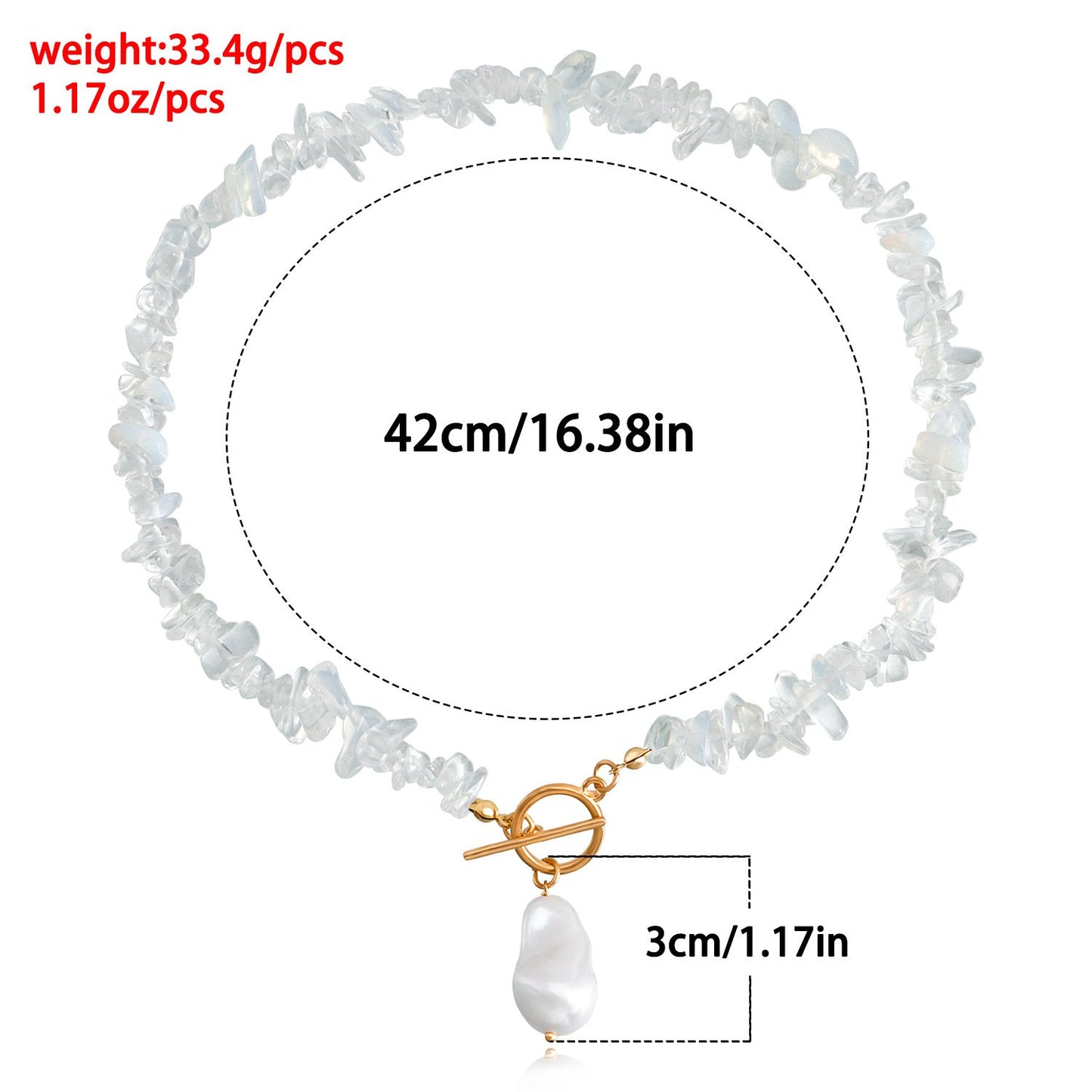 Jewelry Large Shaped Pearl OT Buckle Necklace Femininity Fashion Transparent White Turquoise Necklace