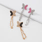 E1118 Jewelry Alloy Drip Oil Chain Butterfly Micro-Inlaid Earrings Personalized Tassel Long Earrings