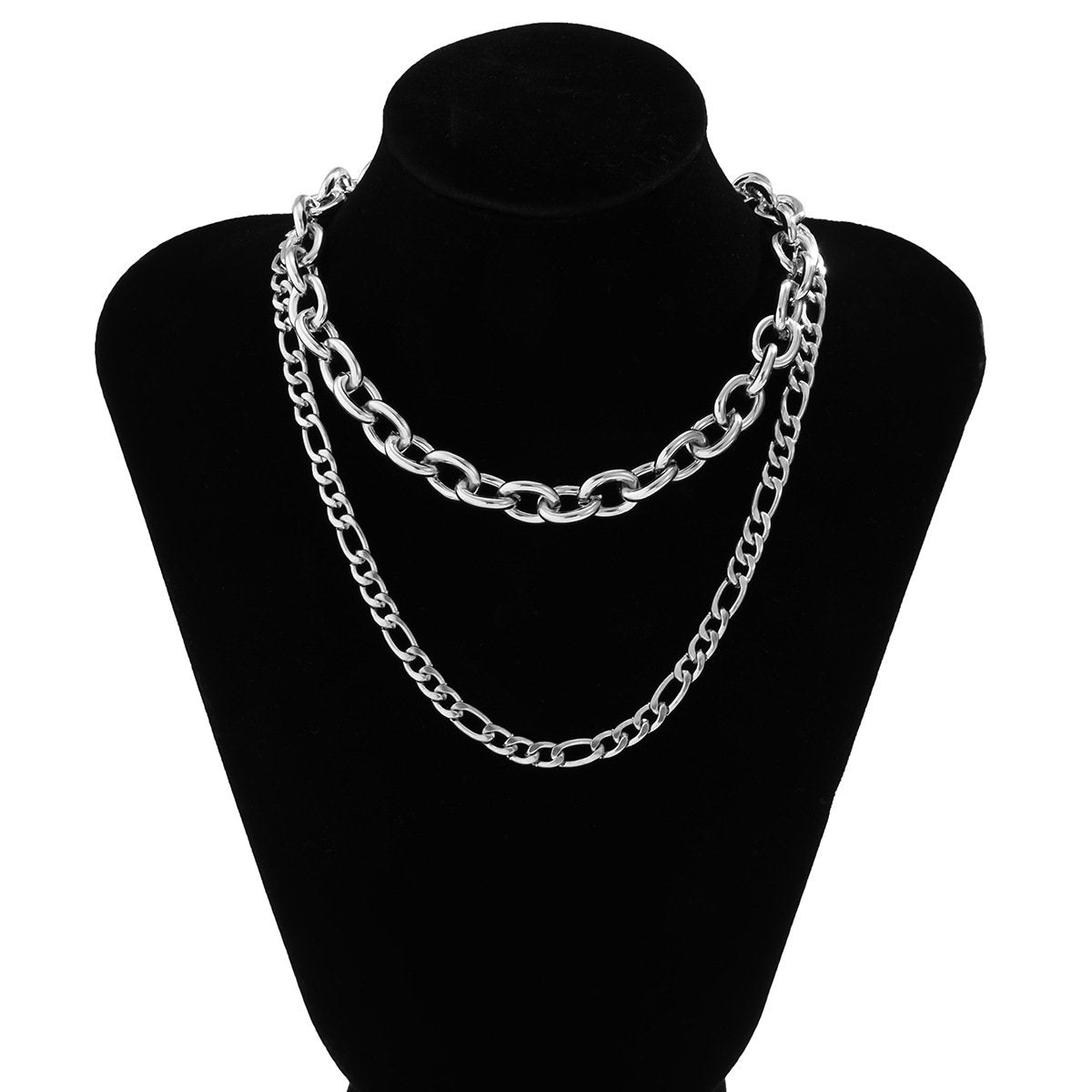 Jewelry Versatile Geometric Hollow Metal Necklace Simple Cross Chain Clavicle Double Layer Necklace Women