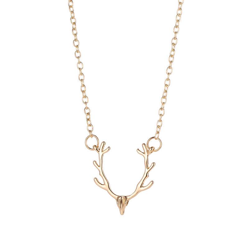 ins Christmas small antlers deer head elk necklace female fashion jewelry