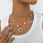 N9215 Exaggerated Necklace Devil's Eye Imitation Pearl Temperament Necklace Niche Geometric Creative Clavicle Necklace
