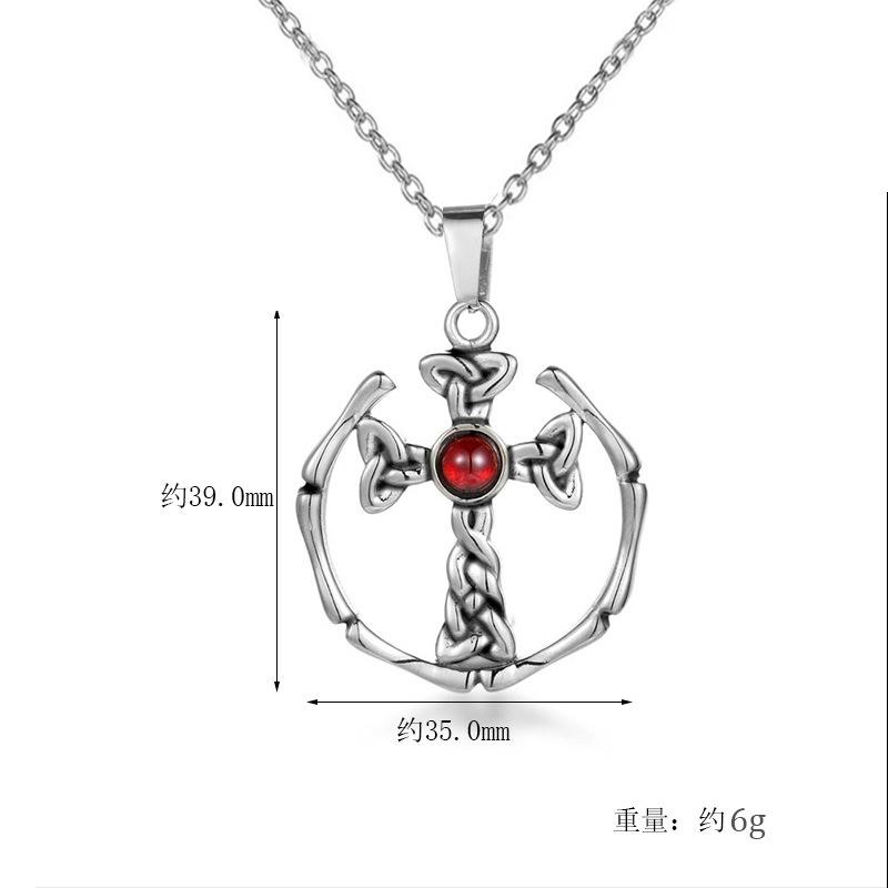 Jewelry Fashion Cross Pendant Necklace Men Religion Ruby Hip Hop Rock Jewelry
