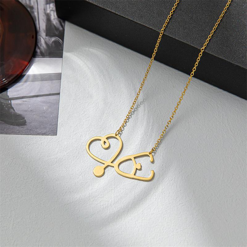 Heart stethoscope necklace female love heart necklace ins fashion stainless steel