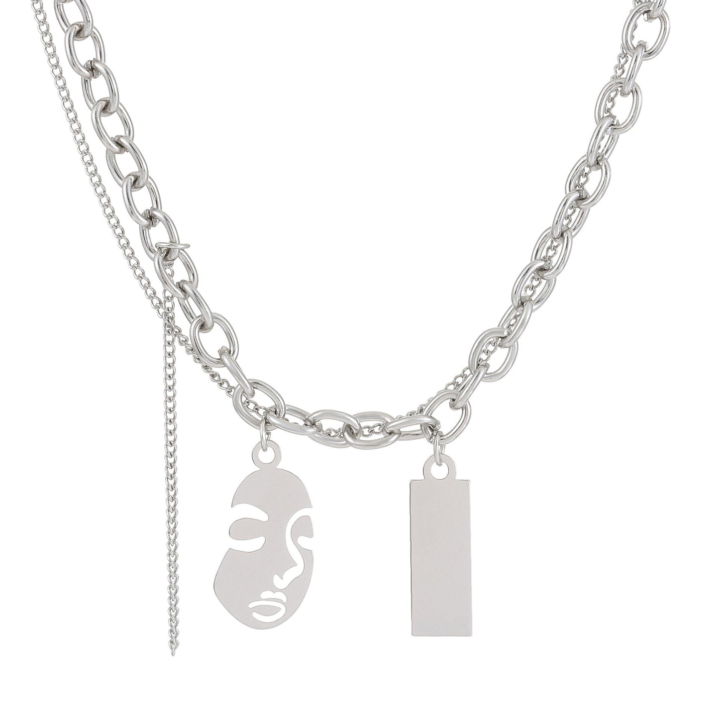 ins abstract face necklace female fashion temperament funny personality portrait pendant clavicle chain hip-hop necklace
