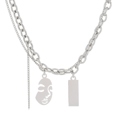 ins abstract face necklace female fashion temperament funny personality portrait pendant clavicle chain hip-hop necklace