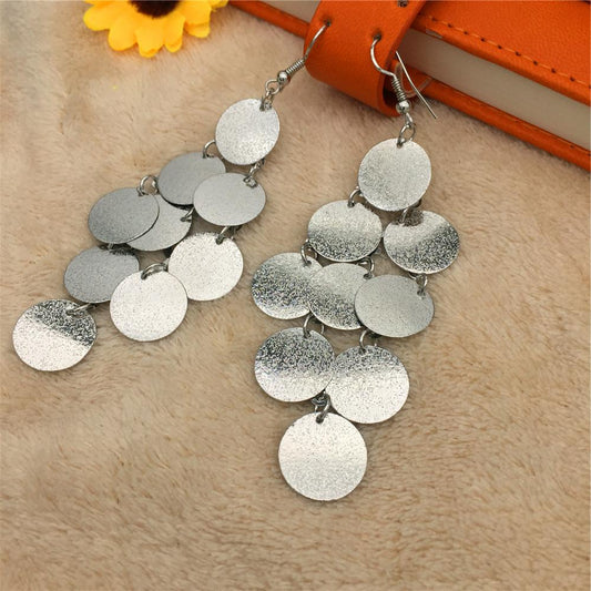 Fashion personality rhombus metal frosted disc ladies earrings popular earrings