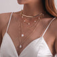 Jewelry Pearl Pendant Multilayer Bead Necklace Women's Fashion Retro Handmade Simple Necklace