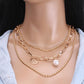 Fashion special-shaped pearl portrait coin decoration ins cold temperament double-layer set chain