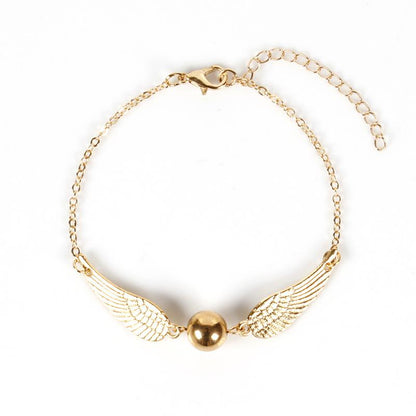 Retro Harry Potter and the Deathly Hallows Electroplating Bright Ball Gold Snitch Creative Wings Bracelet for Couples