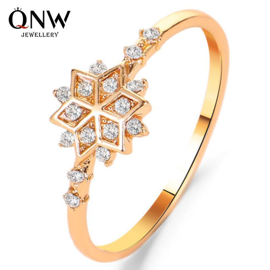 Fashion net red hot jewelry diamond snowflake geometric ring temperament hexagonal zircon index finger female ring wedding ring