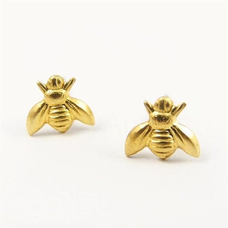 Popular Bee Stud Earrings Small Bee Stud Earrings Insect Bee Shape Ear Jewelry Gold Silver Earrings