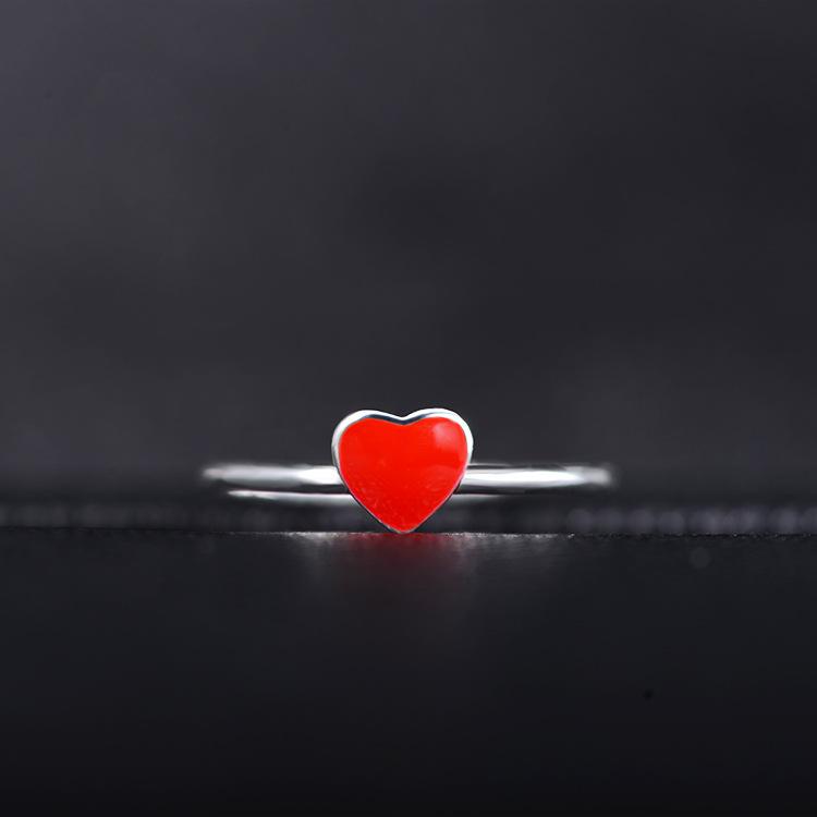 Fashion silver ring women's opening adjustable ring heart-shaped love red peach heart jewelry