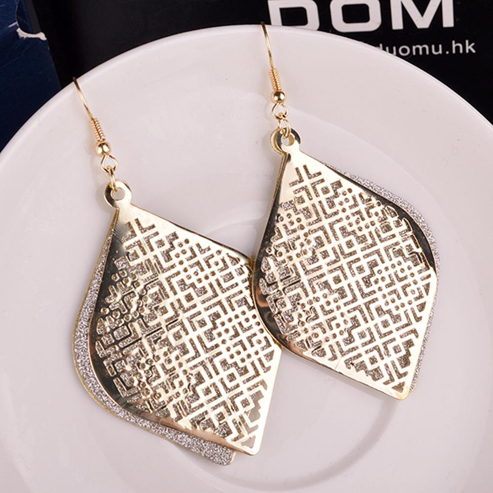 Supply boutique ear jewelry Hollow Chinese earrings multi-layer alloy frosted earrings