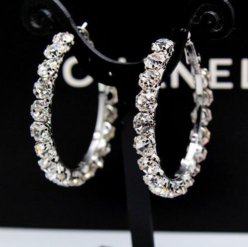Fashion temperament earrings super large rhinestones exaggerated big circle diamond earrings jewelry