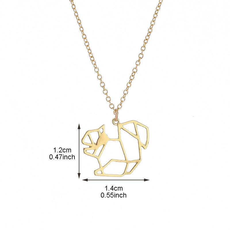 Necklace Cute Hollow Squirrel Necklace Female Geometric Stitching Personality Animal Pendant Clavicle Chain