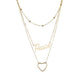 Fashionable English letter Peace peach heart pendant necklace multi-layer chain collarbone necklace accessories