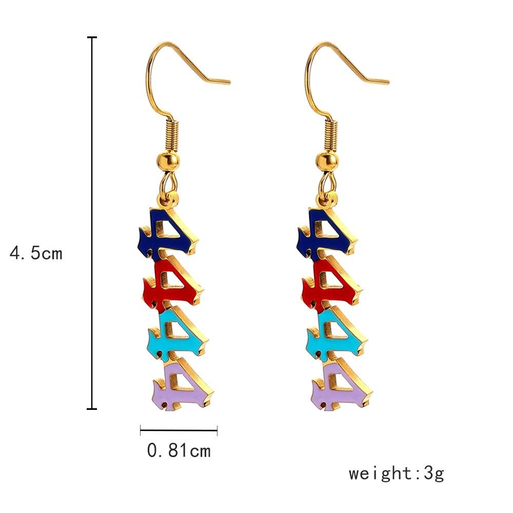 Personality, fashion, light luxury, niche, high-end design, stainless steel golden angel number 4444 color earrings
