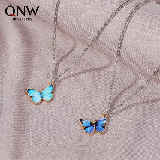 Internet celebrity butterfly necklace female ins cold personality simple pendant boudoir sweetheart couple collarbone chain